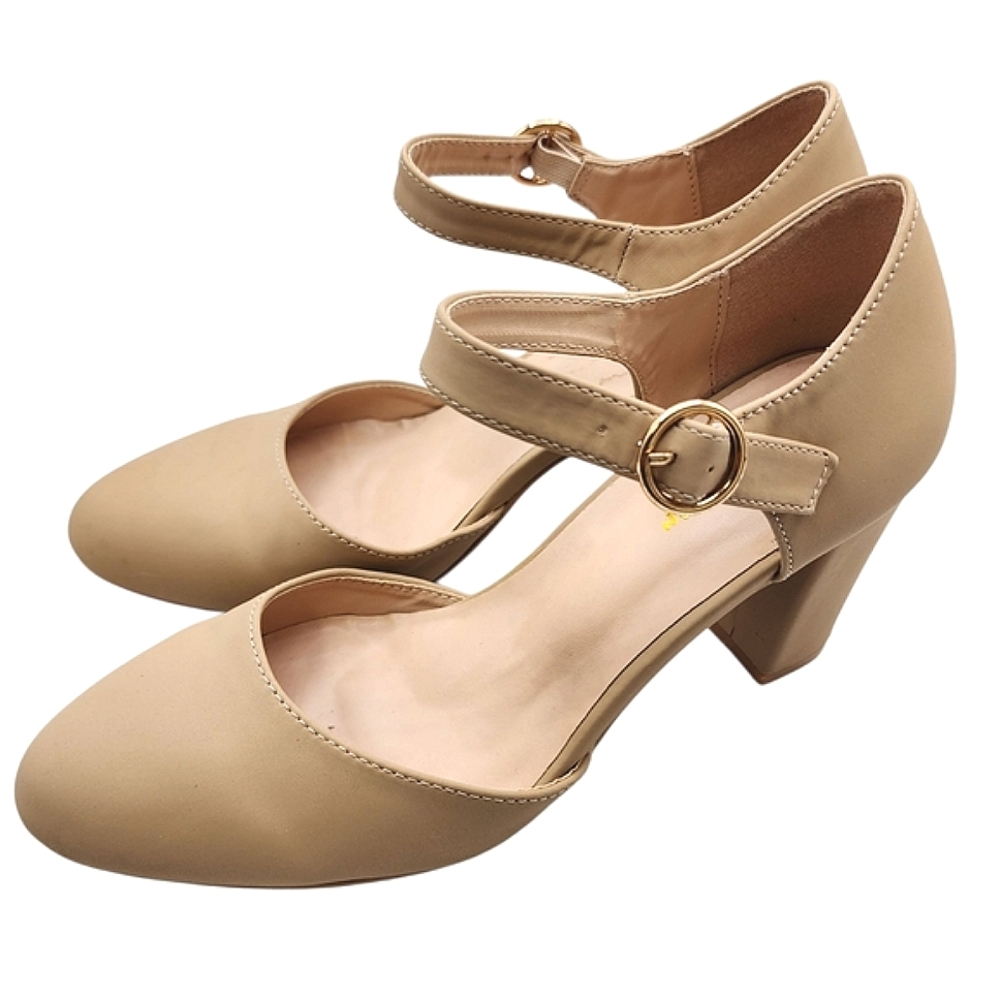 Forever Womens Tan Mary Jane Heels Size‎ 7.5